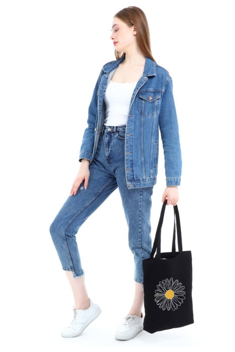 Zoozie Bags 1555 Bolso Tote de Algodón Negro 35 x 40 x 8 cm